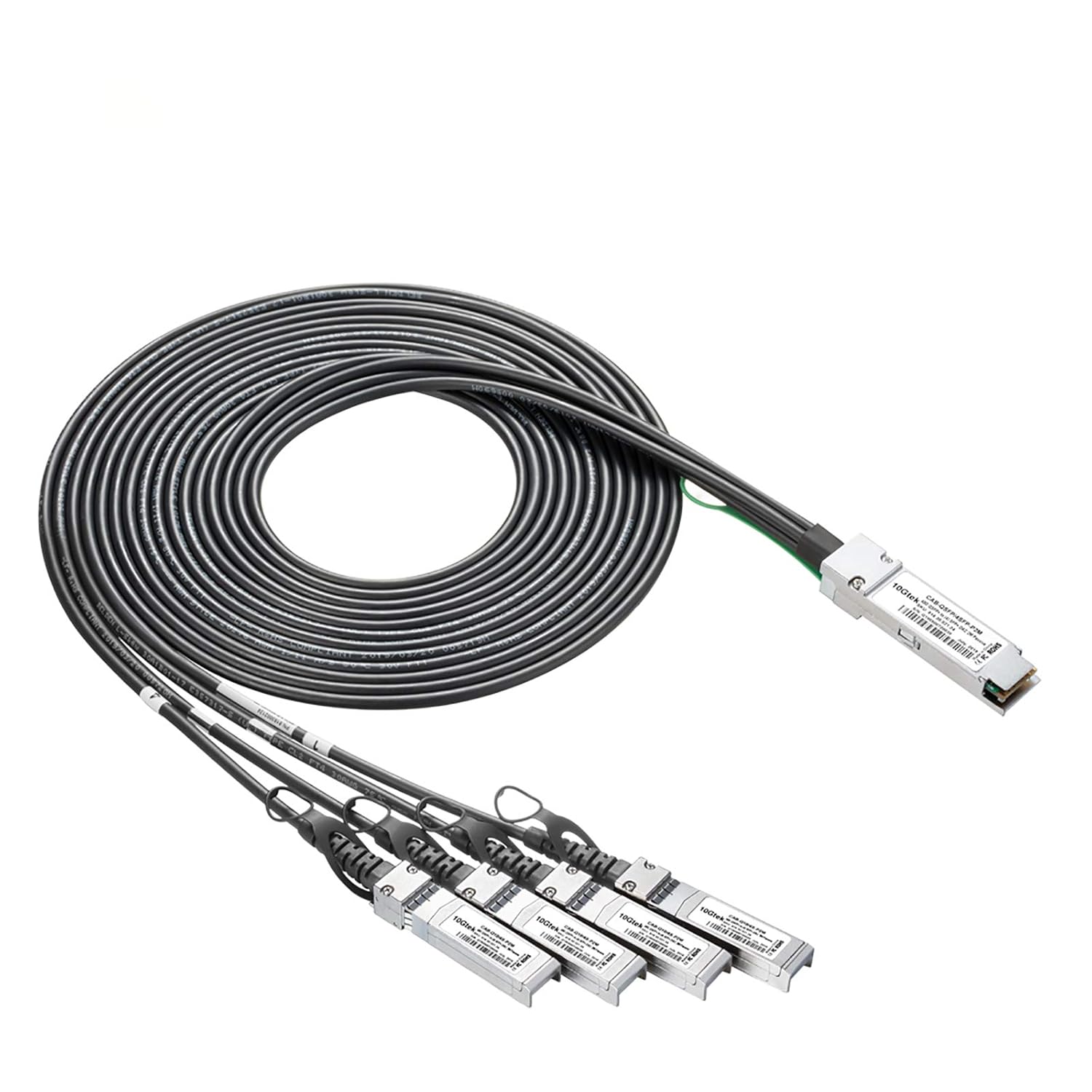 10Gtek 40G QSFP+ to 4xSFP+ Breakout DAC – 40GBASE-CR4 Passive Direct Attach Copper Twinax QSFP to SFP Cable for Juniper QFX-QSFP-DACBO-3M Devices, 3-Meter(10ft) 10Gtek 40G QSFP+ to 4xSFP+ Breakout DAC – 40GBASE-CR4 Passive Direct Attach Copper Twinax QSFP to SFP Cable for Juniper QFX-QSFP-DACBO-3M Devices, 3-Meter(10ft)