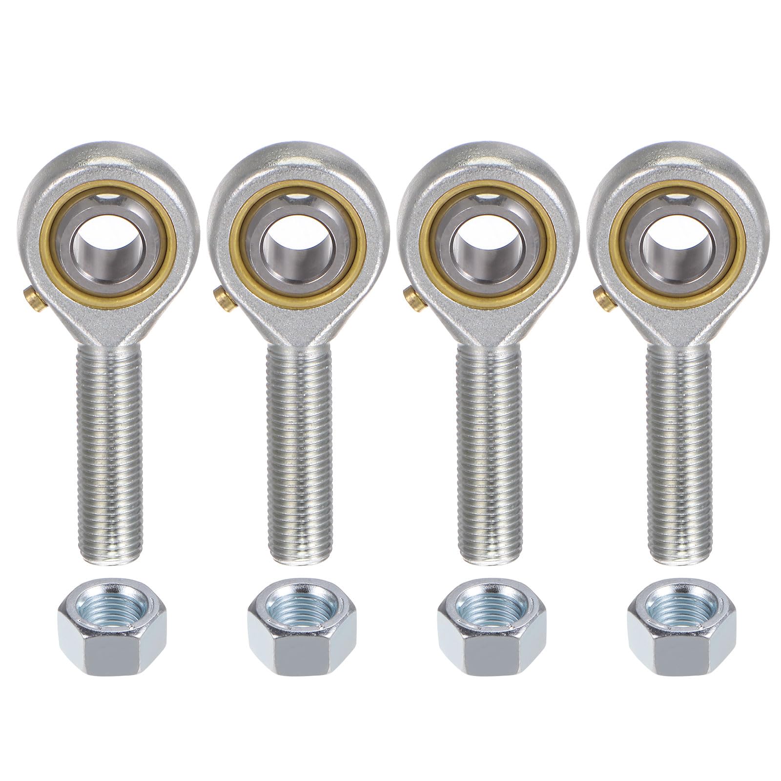 uxcell 4pcs POSB6 Male Rod End Bearing 3/8 Inch Bore and 3/8-24 Right Hand Thread, Self-Lubricating Joint Rod Ends, Includes Jam Nuts