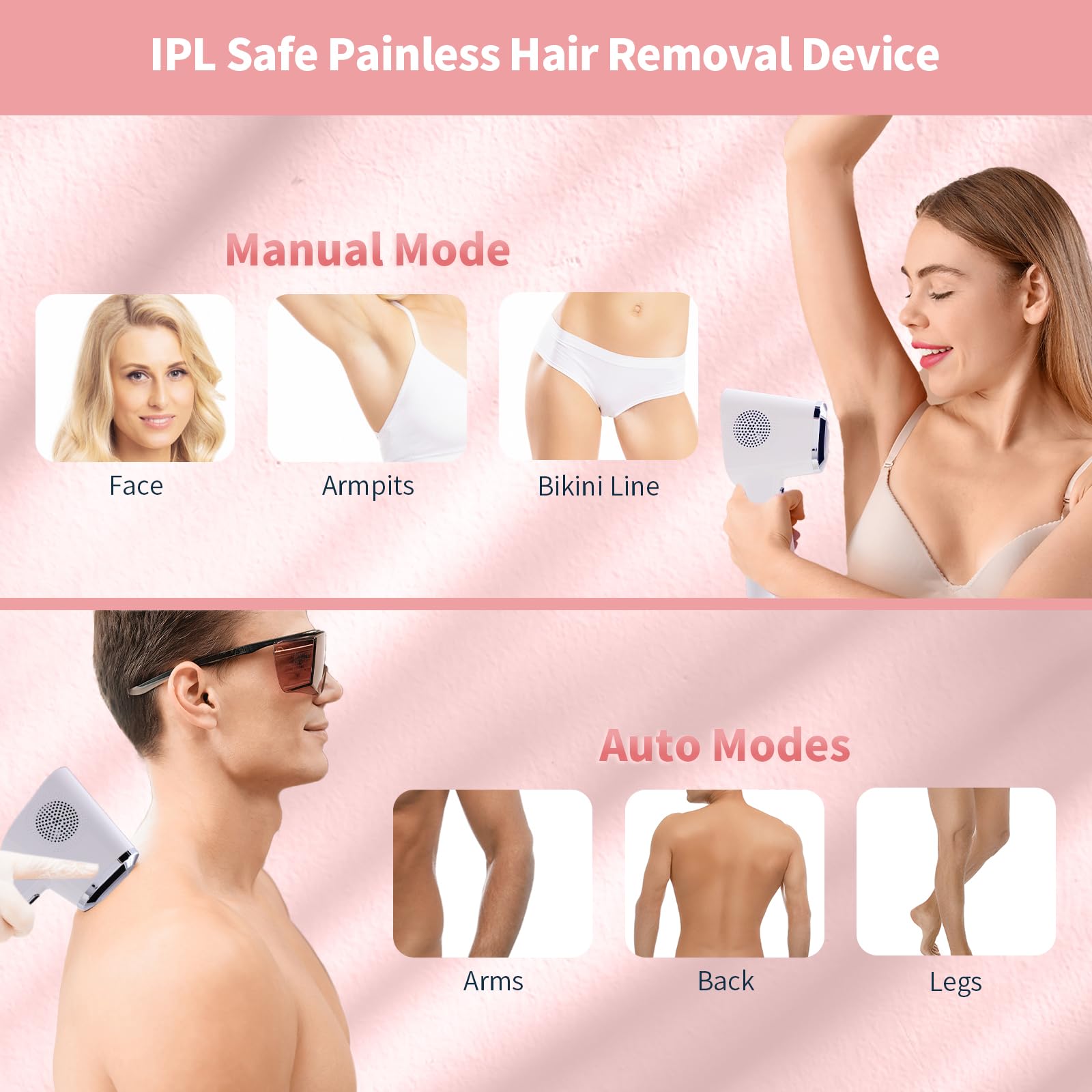 Épilation Laser pour Femmes et Hommes, Appareil D'épilation IPL 3 en 1 pour Tout le Corps, Indolore, Sûr, Convient aux Salons de Beauté, Aux Spas et à L'utilisation à Domicile