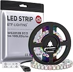 BTF-LIGHTING UL Listed WS2812B IC ECO LED Strip Individually Addressable RGB 5050SMD Alloy Wire 5M 300LED 60Pixel/m Flexible Dream Color Black PCB IP30 DC5V for DIY Project(No Adapter or Controller)