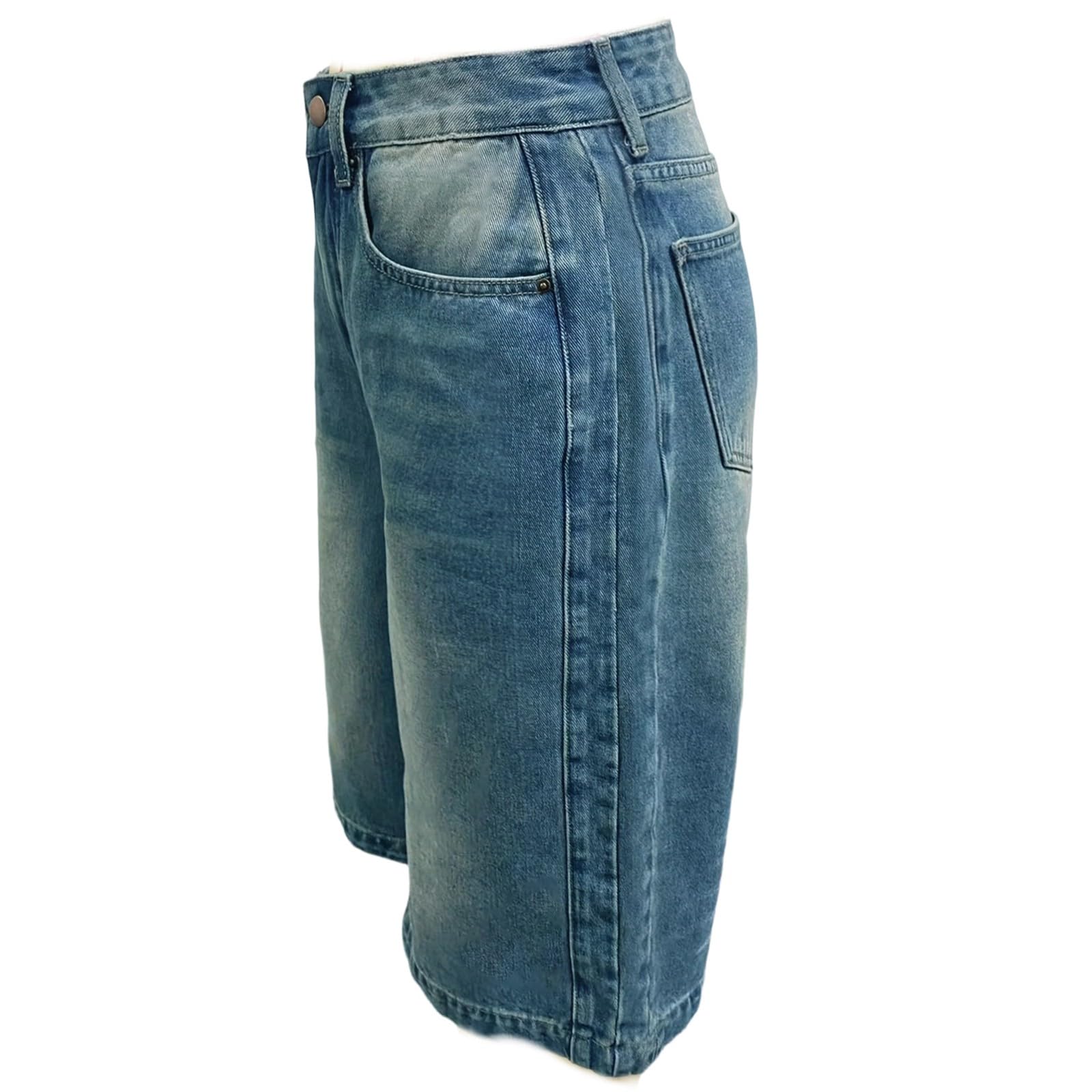 Générique Shorts Femme d'Été Shorts Femme d'Été Short en Jean Droit -Cuisse, Coupe décontractée d'été, Taille Haute, Confortable et Extensible (Blue, XL)