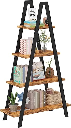 Miniatura 8 de DKLGG Estantería en forma de A de 4 niveles, estantería de metal industrial, estante de escalera de dormitorio de pie, estantes de exhibición