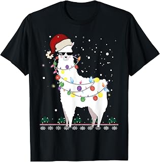 Christmas Llama Santa Hat Ugly Xmas Tree Alpaca Gift T-Shirt