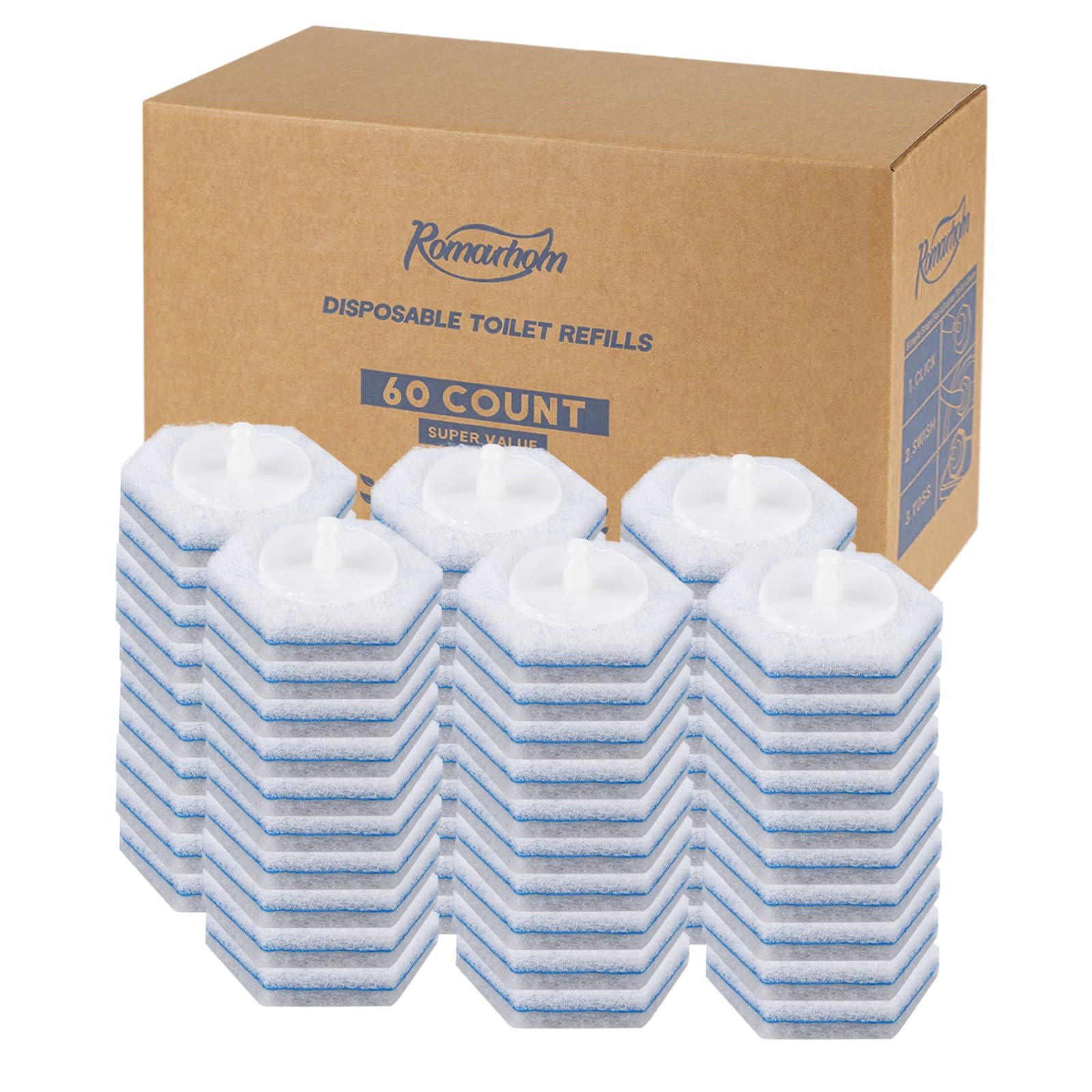 80-pcs Toilet Brush Wand Refills, Compatible with Clorox and Most Toilet Brushes, Disposable Wand Heads (Package May Vary)