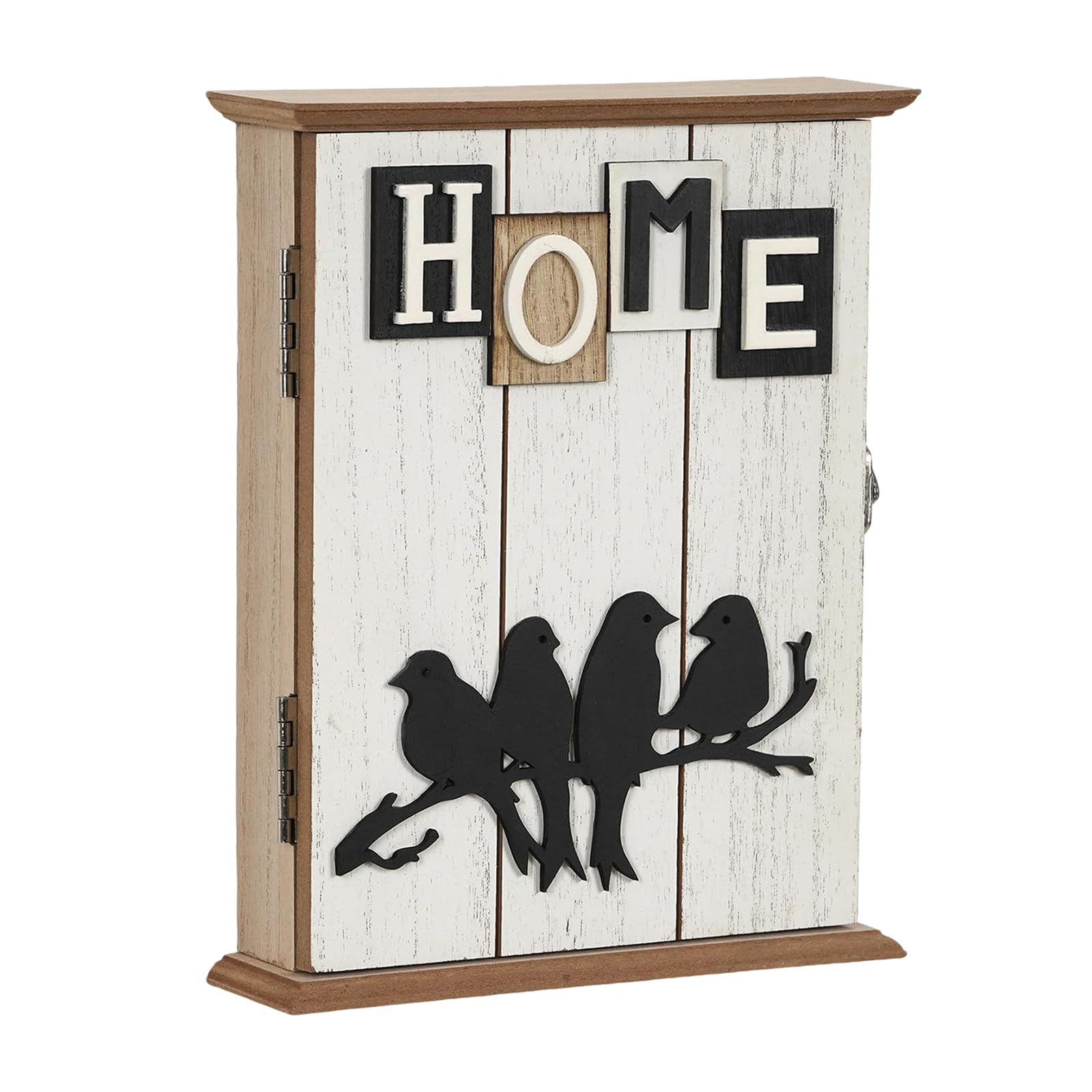 Carotoe Black Bird Wooden Wall Cabinet With Mail Slot Bucolic Home Organizers Space Saving Design Natural Finish Concealed Storage Compartment For Entryway Organizers Wall Mount