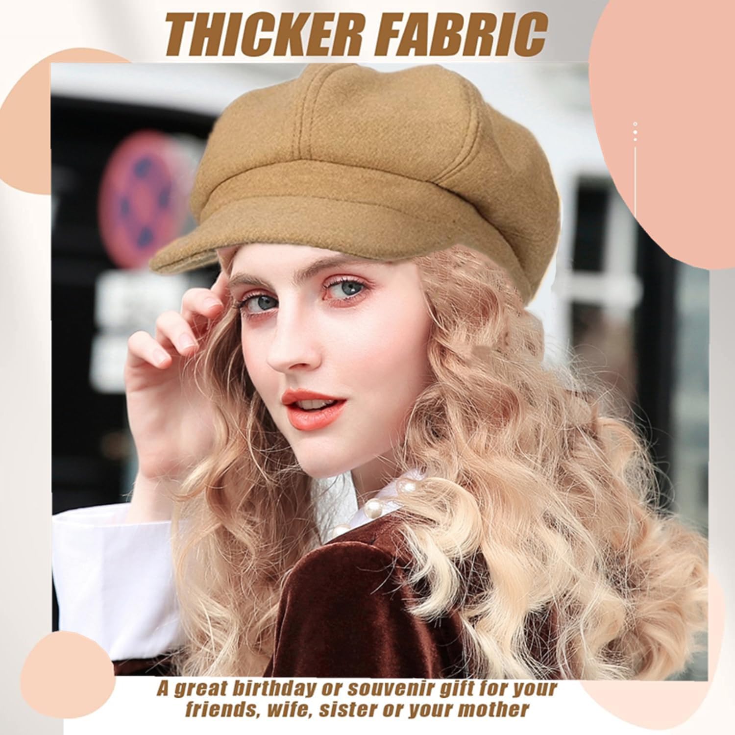 6 Pieces Women Newsboy Cap Warm Wool Visor Beret Hats Octagonal Cap Soft Newsboy Hats Vintage Cabbie Paperboy Hat - Image 4