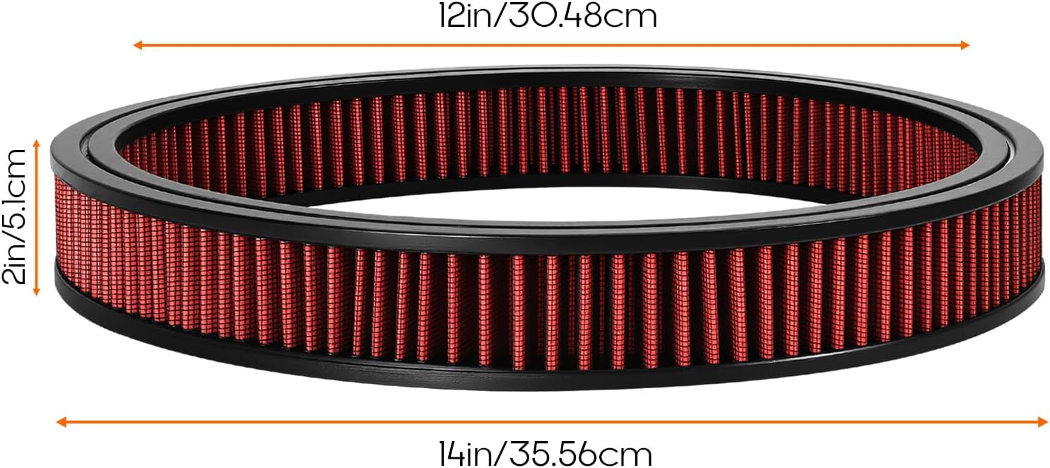 14"x2" Round Air Cleaner Air Filter Element,Washable & Reusable High Flow Filter Compatible with Chevrolet Buick Ford GMC Oldsmobile Pontiac