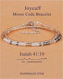 Inspirational 𝐌𝐨𝐫𝐬𝐞 𝐂𝐨𝐝𝐞 𝐁𝐫𝐚𝐜𝐞𝐥𝐞𝐭𝐬 for Women Funny Jewelry Birthday Valentines Gifts for Her Mother Aunt Daughter Sister Best Friend Bead Wrap Bracelets Adjustable