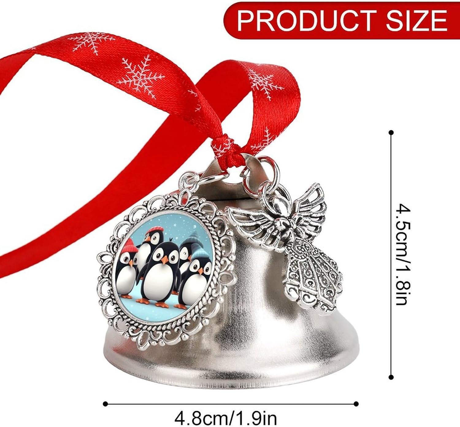 Cute Penguins Bell Ornament Red Ribbon for Christmas Tree Holiday Decoration Personality Believe Bell Ornaments Sleigh Bells for Winter New Year Party Supplies