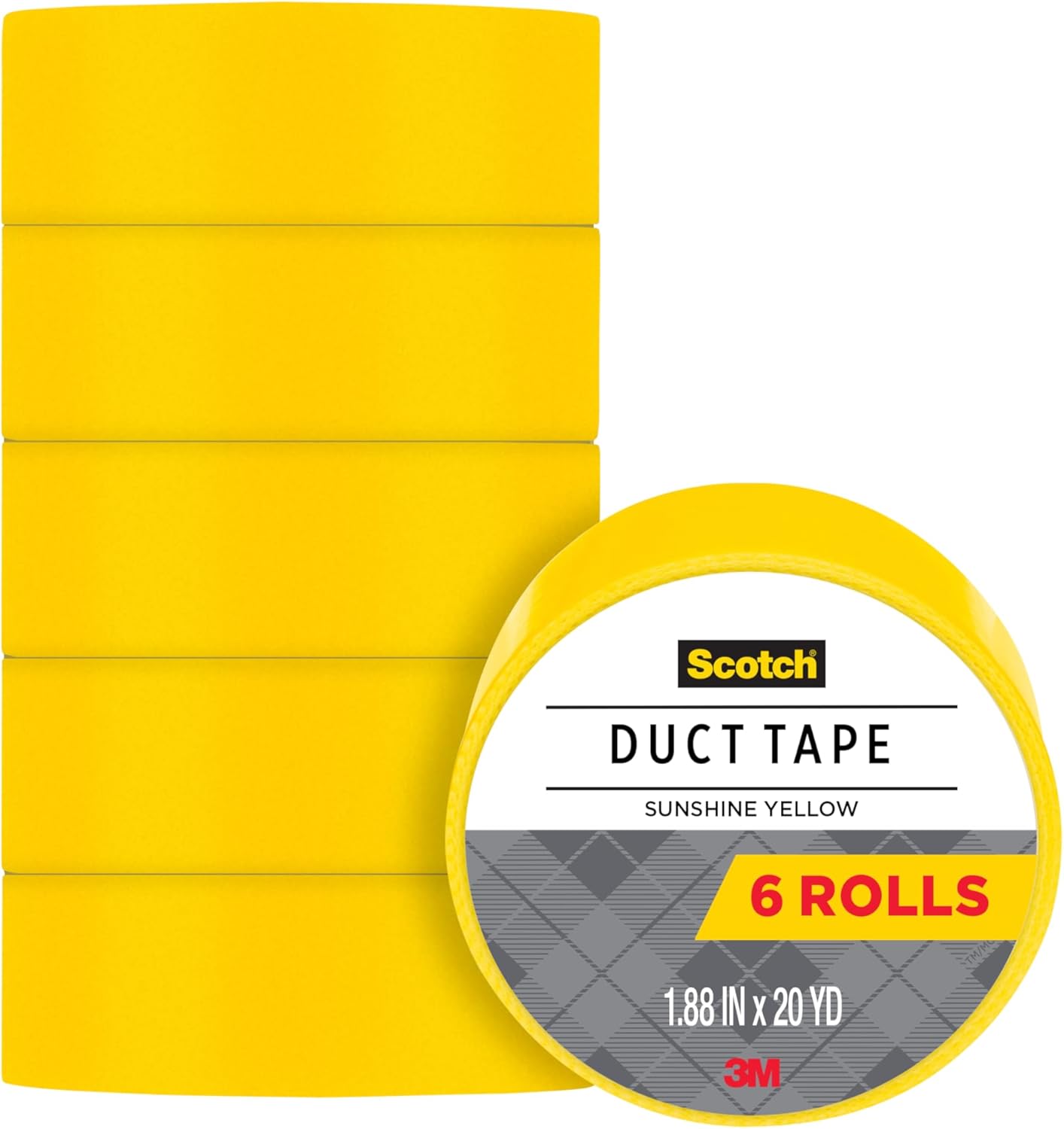 Scotch Duct Tape, Sunshine Yellow, 1.88-Inch by 20-Yard, 6-Pack