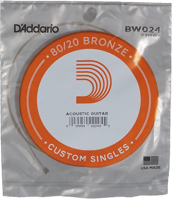 D'Addario 80/20 Bronze Wound Acoustic Guitar String - .024