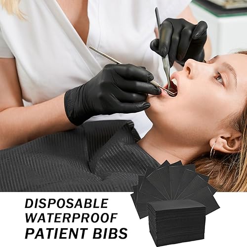 Miniatura 2 de Baberos dentales desechables de 3 capas, impermeables, color negro, para bandeja dental, extensión de pestañas, suministros de tatuaje para arte de