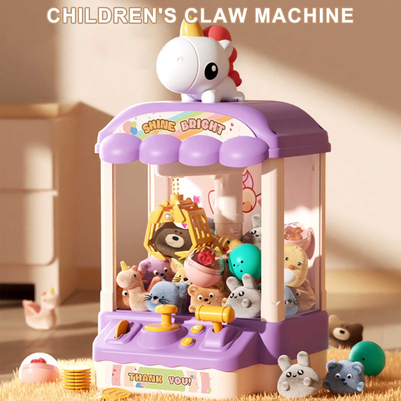 Belle machine à griffes avec son et jouet en peluche