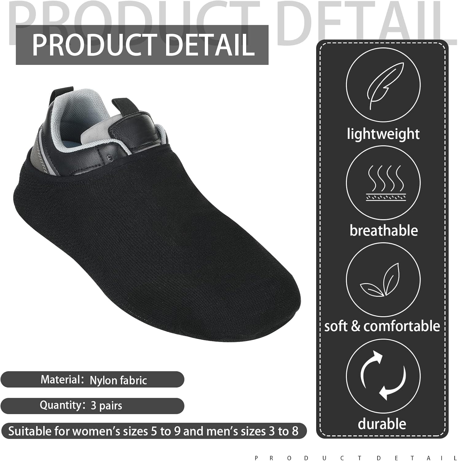 Handepo Dance Shoe Covers Sports Socks for Carpet Floors Women's Yoga Socks for Dancing Ballet Outdoors - Image 3