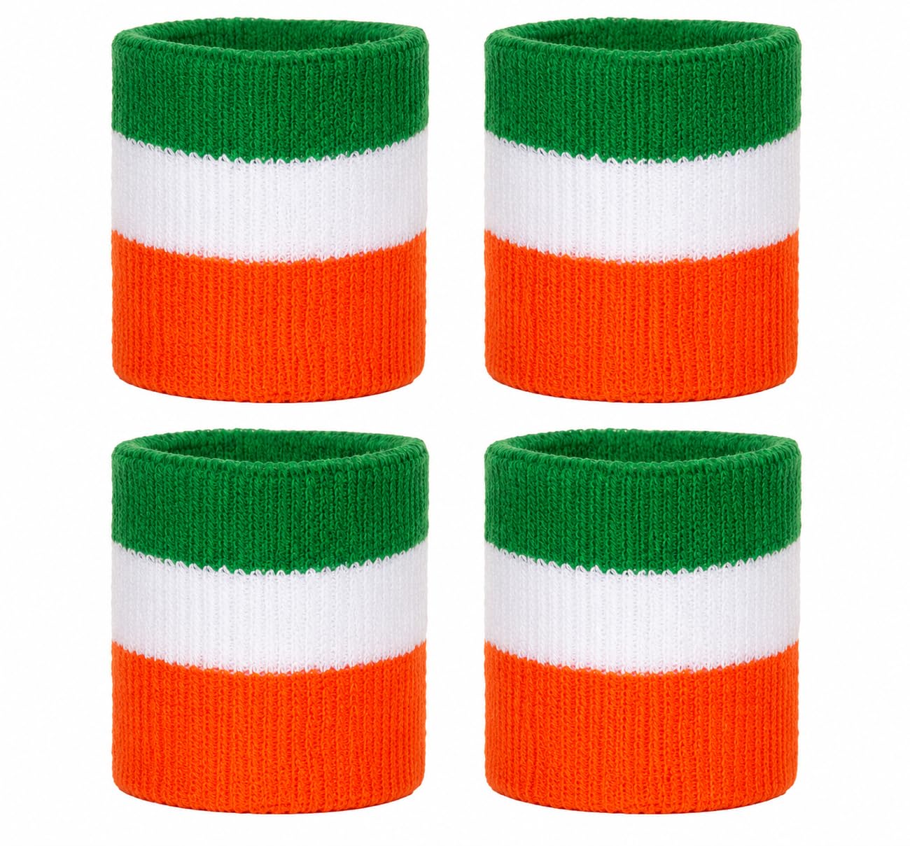 Pack of 4 Tricolor Wrist Bands for Independence Day | Soft Cotton Stretchable Sweat Wristbands | India Flag Color Sports Wrist Bands for Kids & Adults | 15 August, Republic Day, School Events, Sports-image-24