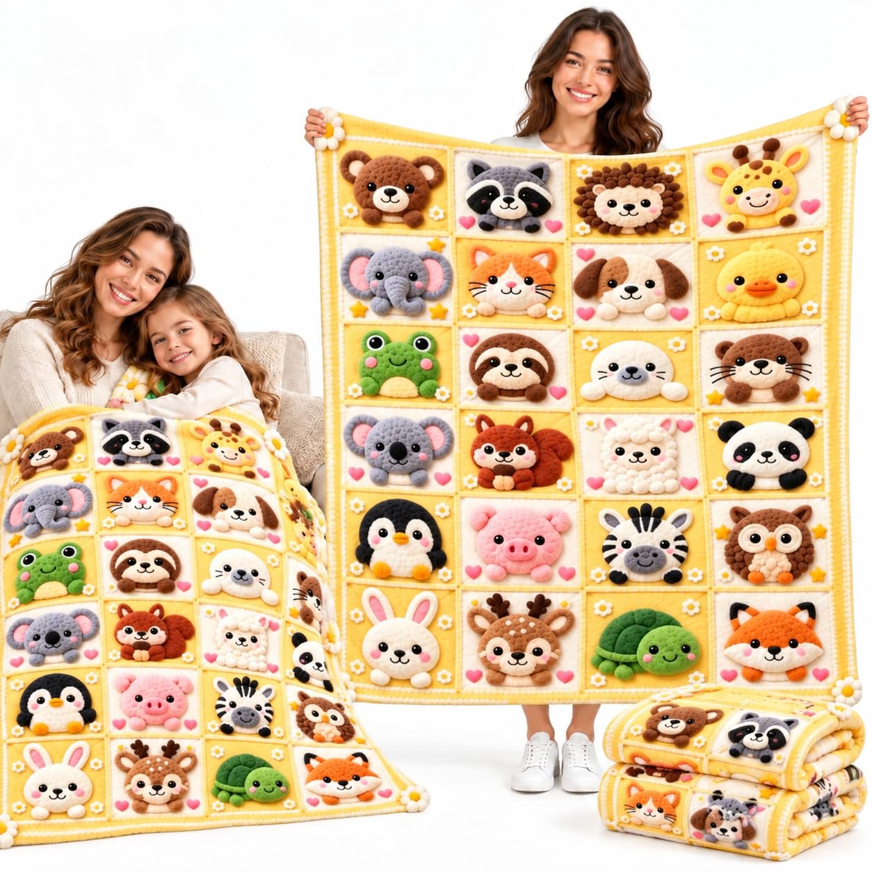 YXRRVING Teddy Pastel Floral Print Throw Blanket,Kawaii Teddy Bear Blanket