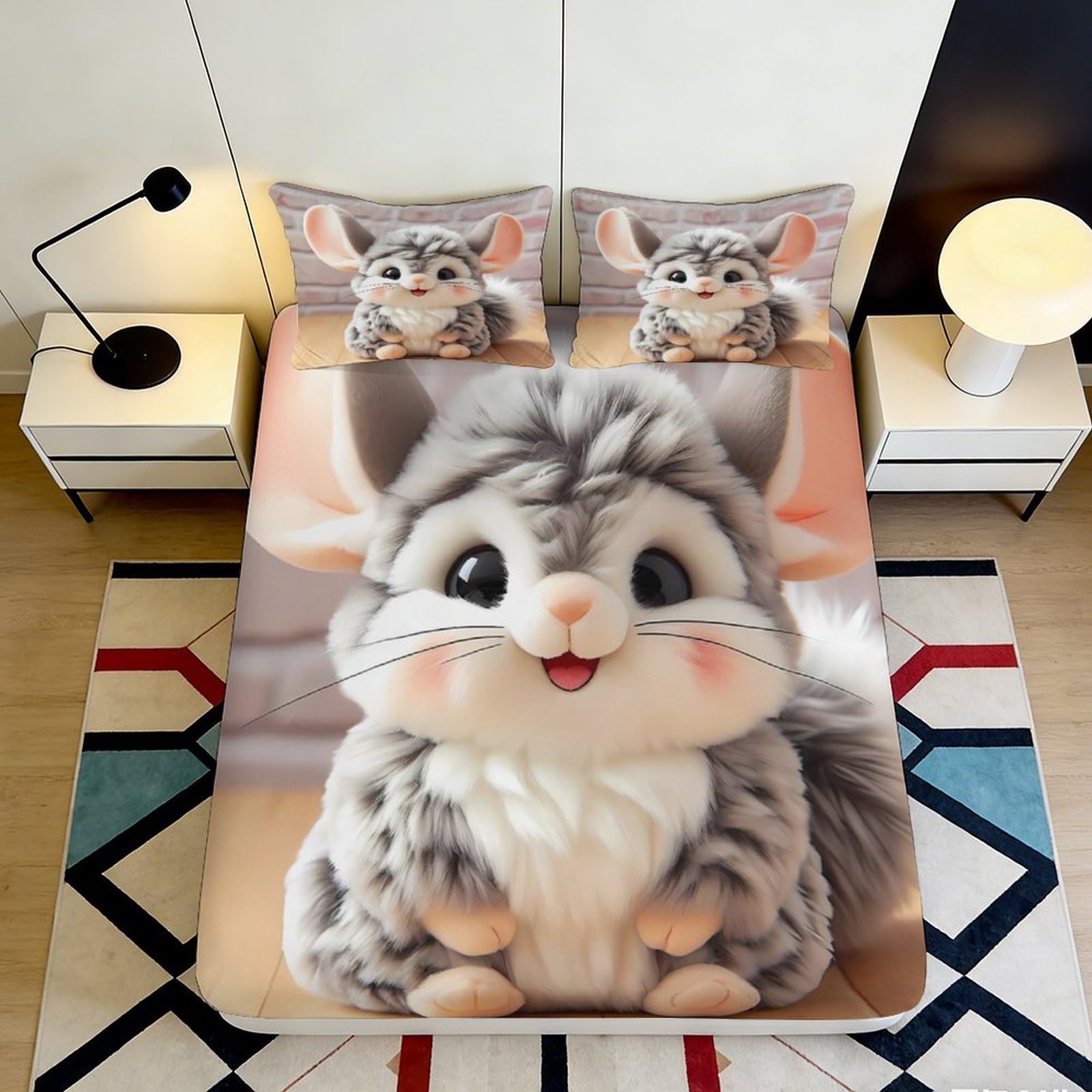 Jqzkxnhpbr Style-7 3D Printed Cute Cat Fitted Sheet Microfiber Soft Bedroom Decor Animal Cartoon Bed Cover For Mattress Protection 90X200x25cm