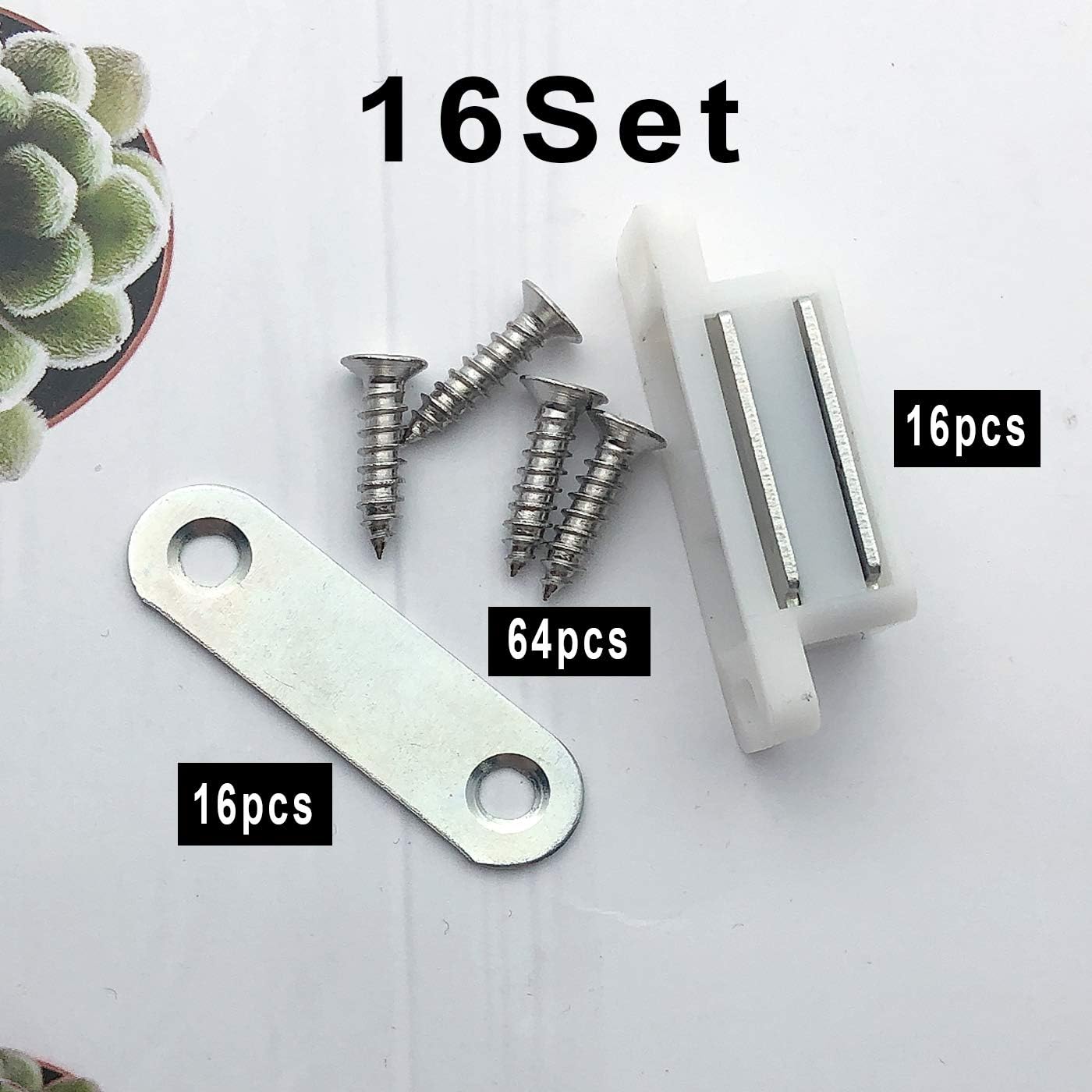 16PCS Heavy Duty Shutter Hardware Magnetic Cabinet Catch Door Latch with Mounting Screw for Home Furniture Cabinet Cupboard