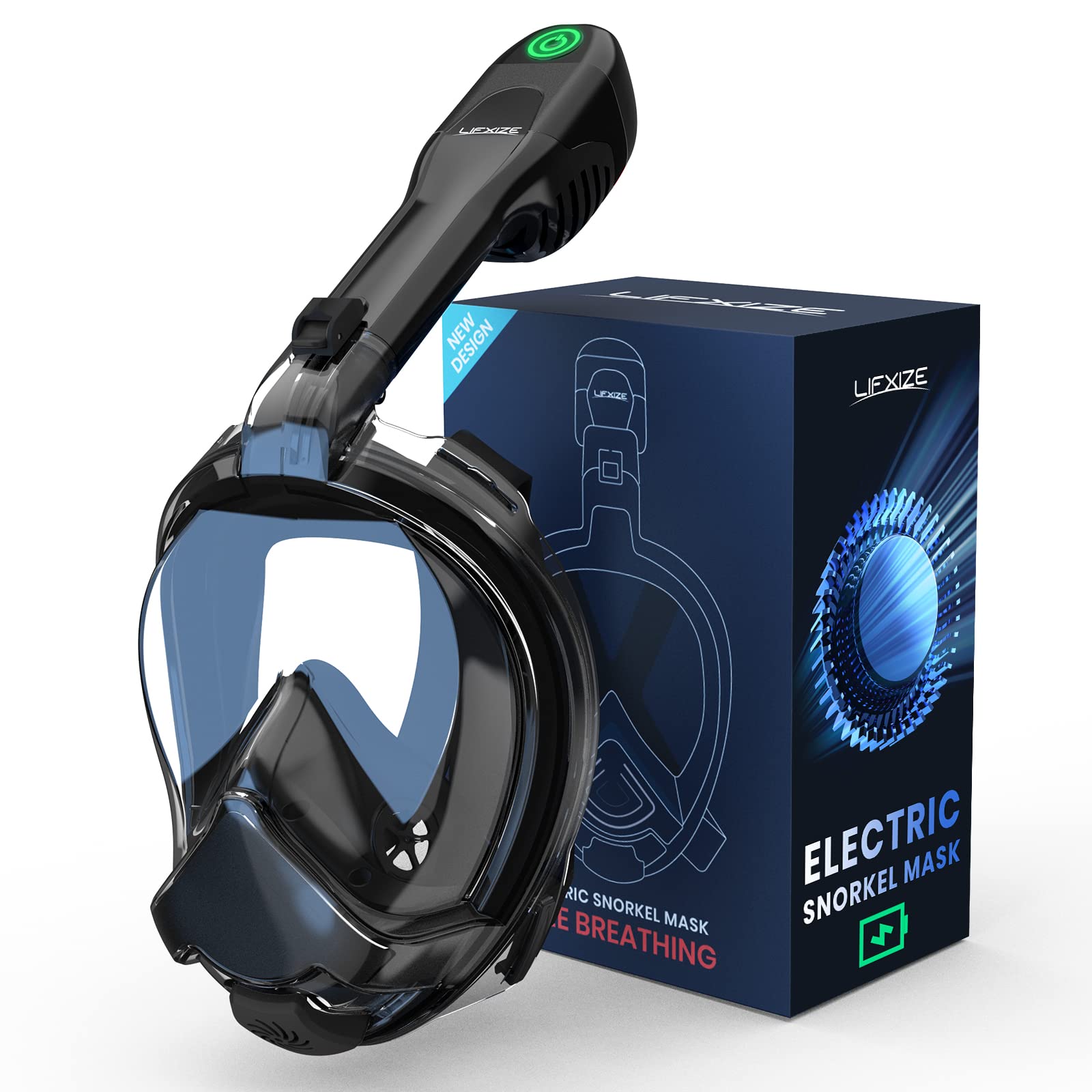 Elecctric Free Breathing Full Face Snorkel Mask for Adult - 180°Panoramic View/Anti-Fog/Anti-Leak Scuba mask with Camera Mount,Snorkeling Gear for Adults