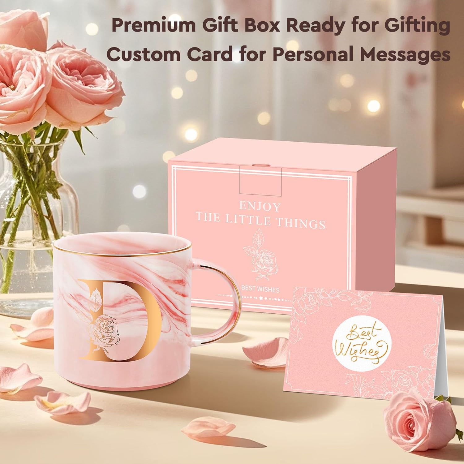 Valentines Day Gifts for Her, Anniversary Birthday Galentines Gifts for Women Mom Grandma Friend Sister Wife Teacher Coworker, Personalized Initial Customized Gift Monogrammed A-Z Coffee Mug 12 OZ(D) - Image 8