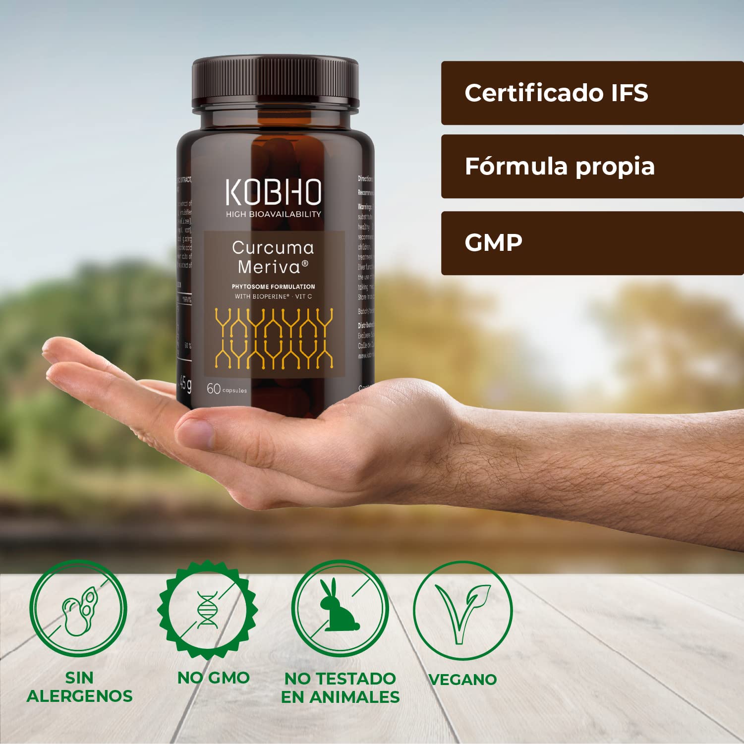 Curcuma Meriva® de máxima absorción - Antiinflamatorio natural formulado con Fitosomas, Pimienta negra y Vitamina C - Sabor neutro y Fácil de tragar - Dosis recomendada por AESAN. (Paquete de 2)