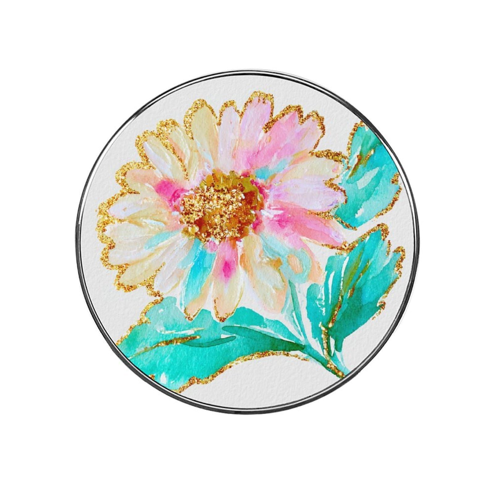 Daisy Sprig with Cream Petals Golden Centers Fridge Magnets DIY Art Round Magnetic Refrigerator Sticker for Home Kitchen Car Garage Decor