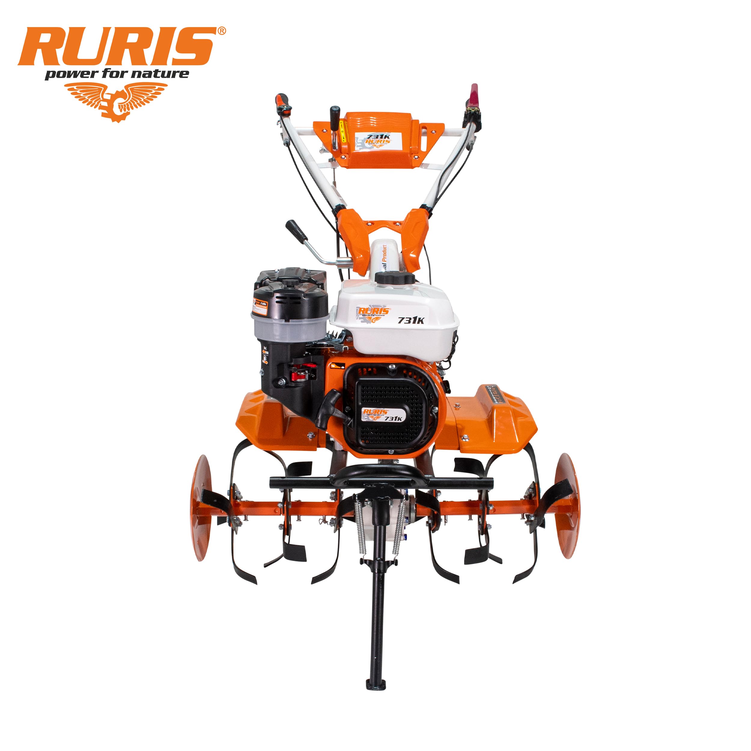 RURIS - Motoculteur Professionnel 731FR - Moteur General Engine de 8,5 CV - Largeur de Travail de 560-830 mm - Surface Traitée Allant Jusqu'à 1000 m²/h, Orange