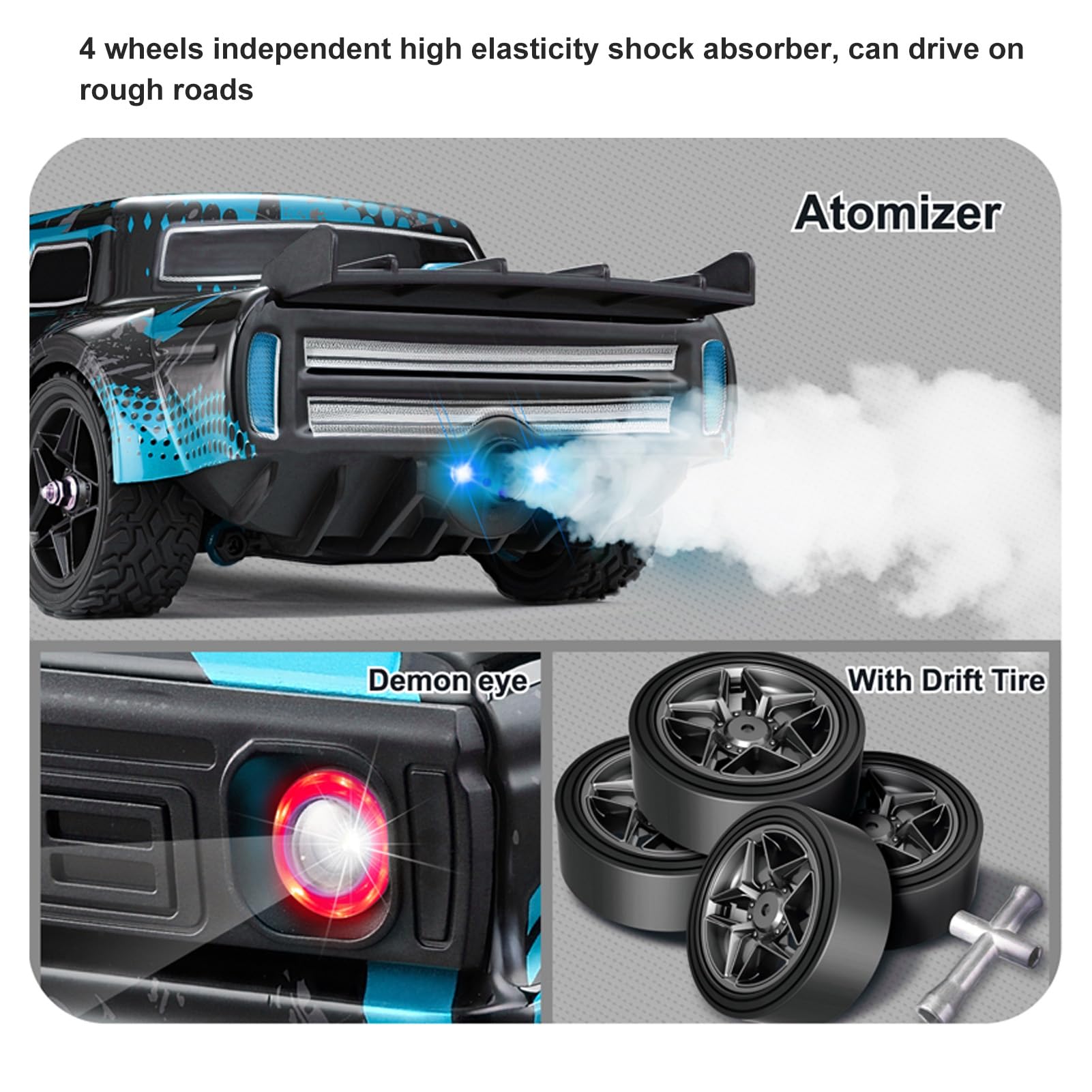 BuyWeek Samochód zdalnie sterowany, samochód RC 1:16 2,4 GHz 4WD 36 km/h RC Drift Car z urządzeniem natryskowym LED od ponad 14 lat