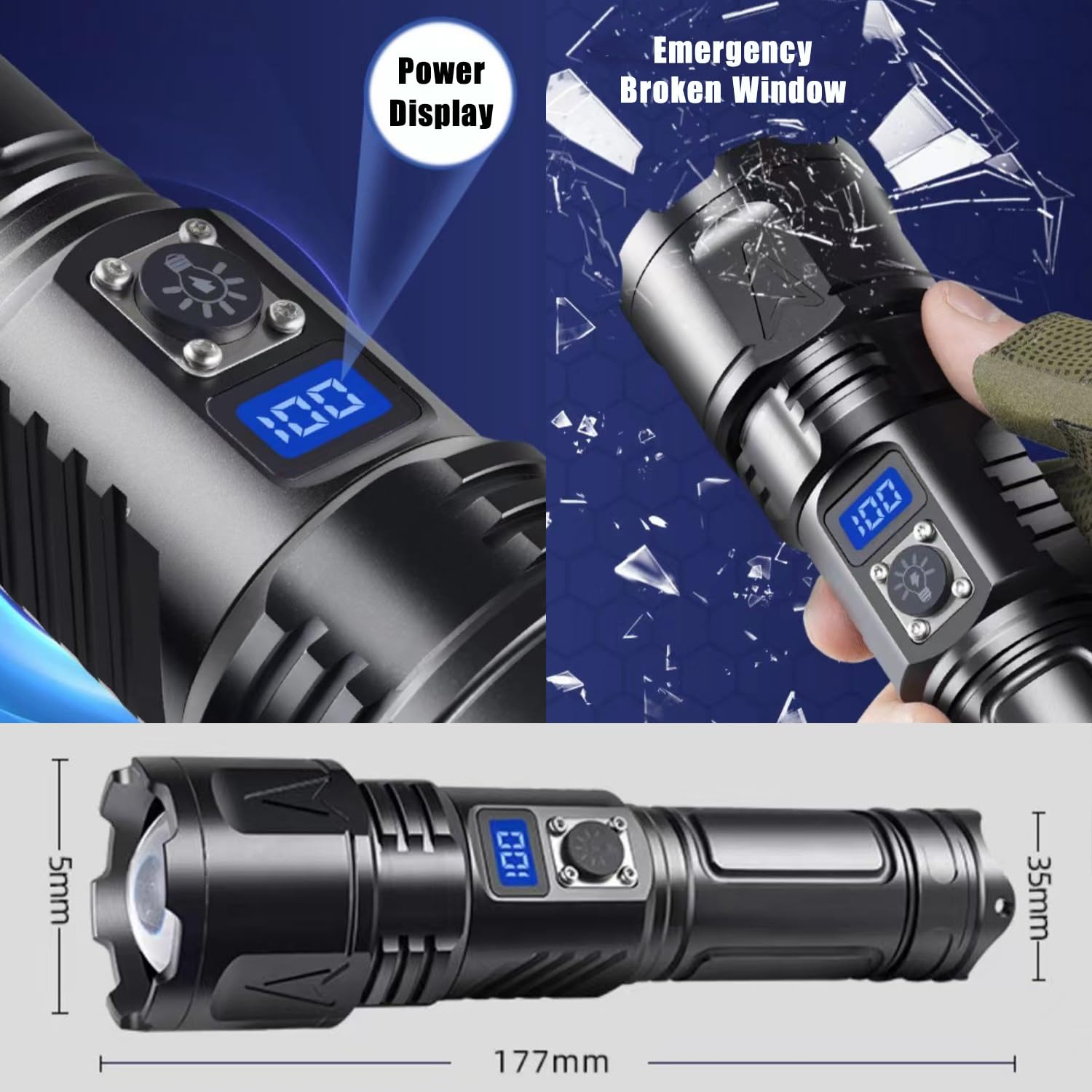 POCKETMAN Latarki super jasne, LED o wysokim natężeniu światła z 5 trybami, przenośna, mała lampa błyskowa na kemping, wędrówki, sytuacje awaryjne (2 szt.)