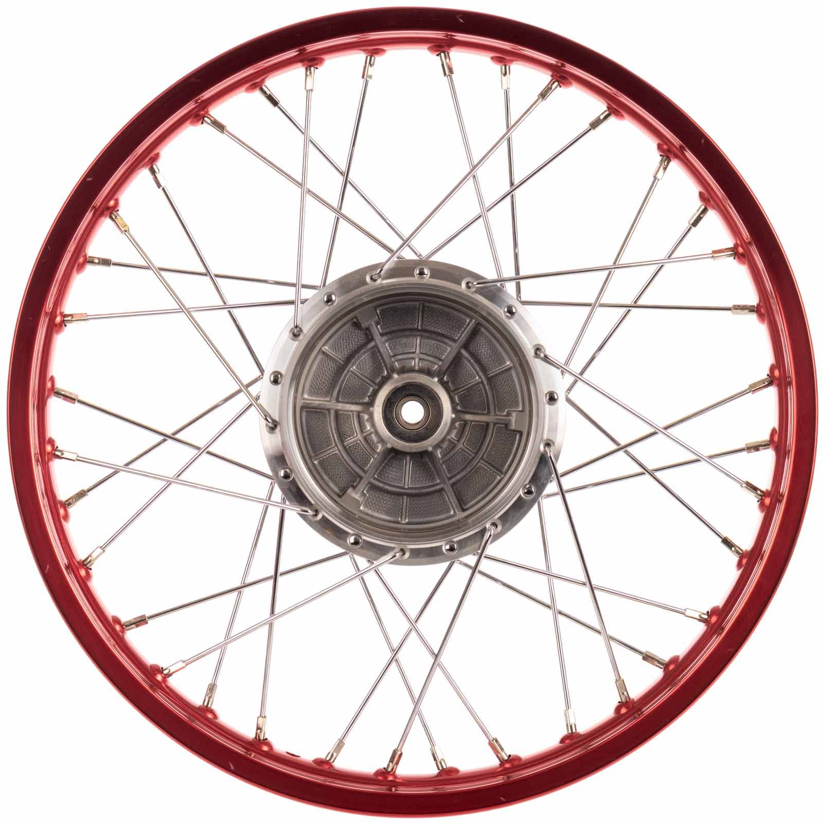 MZA Speichenrad 1,5 x 16"" Alufelge, Rot eloxiert, Edelstahlspeichen - Simson S50, S51, KR51 Schwalbe, SR4