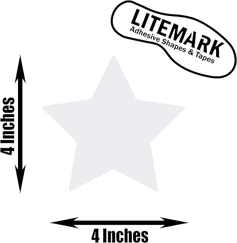 Miniatura 2 de LiteMark Calcomanías adhesivas de estrella de 4 pulgadas con acabado mate extraíble, ideales para suelos, techos, paredes, portátiles y la mayoría