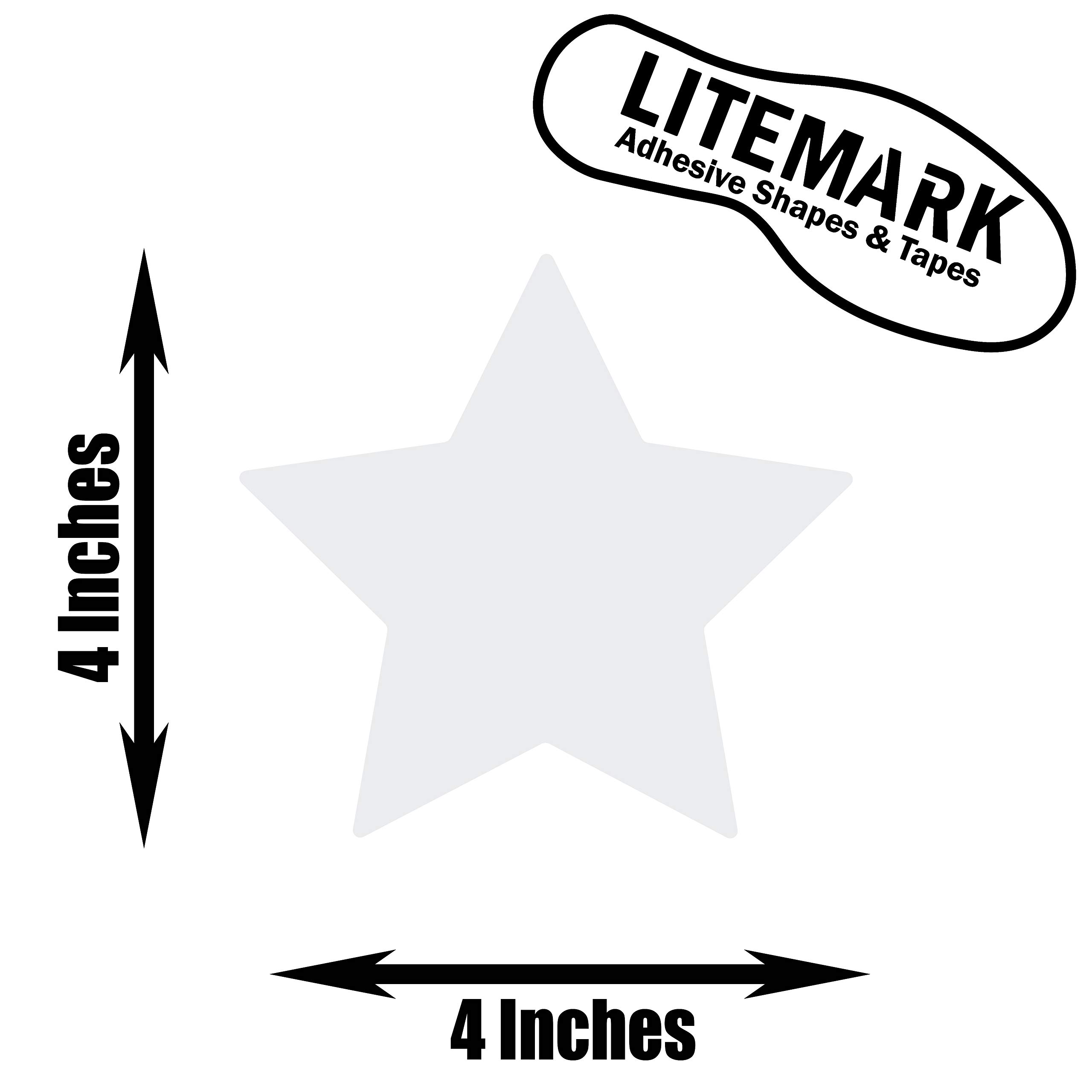 LiteMark Removable Matte Finish White 4 Inch Star Decal Stickers, for Floors, Ceilings, Walls, Laptops, and Smooth Surfaces, (Pack of 12 Stars)