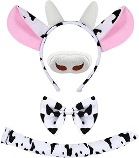 Halloween Gray Mouse Donkey Cow Costume Set Animal Ears Headband Tail Costume Accessory for Kids Adult