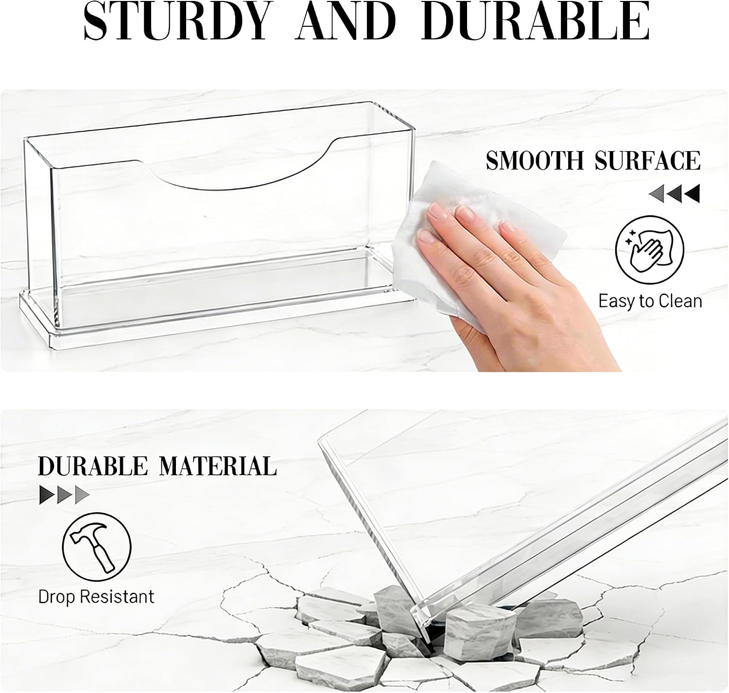Guest Towel Napkin Holder Bathroom - Clear Waterproof Vertical Disposable Paper Napkins Hand Towel Holder Tray for Kitchen Dining Table Home Hotel Office Decorative