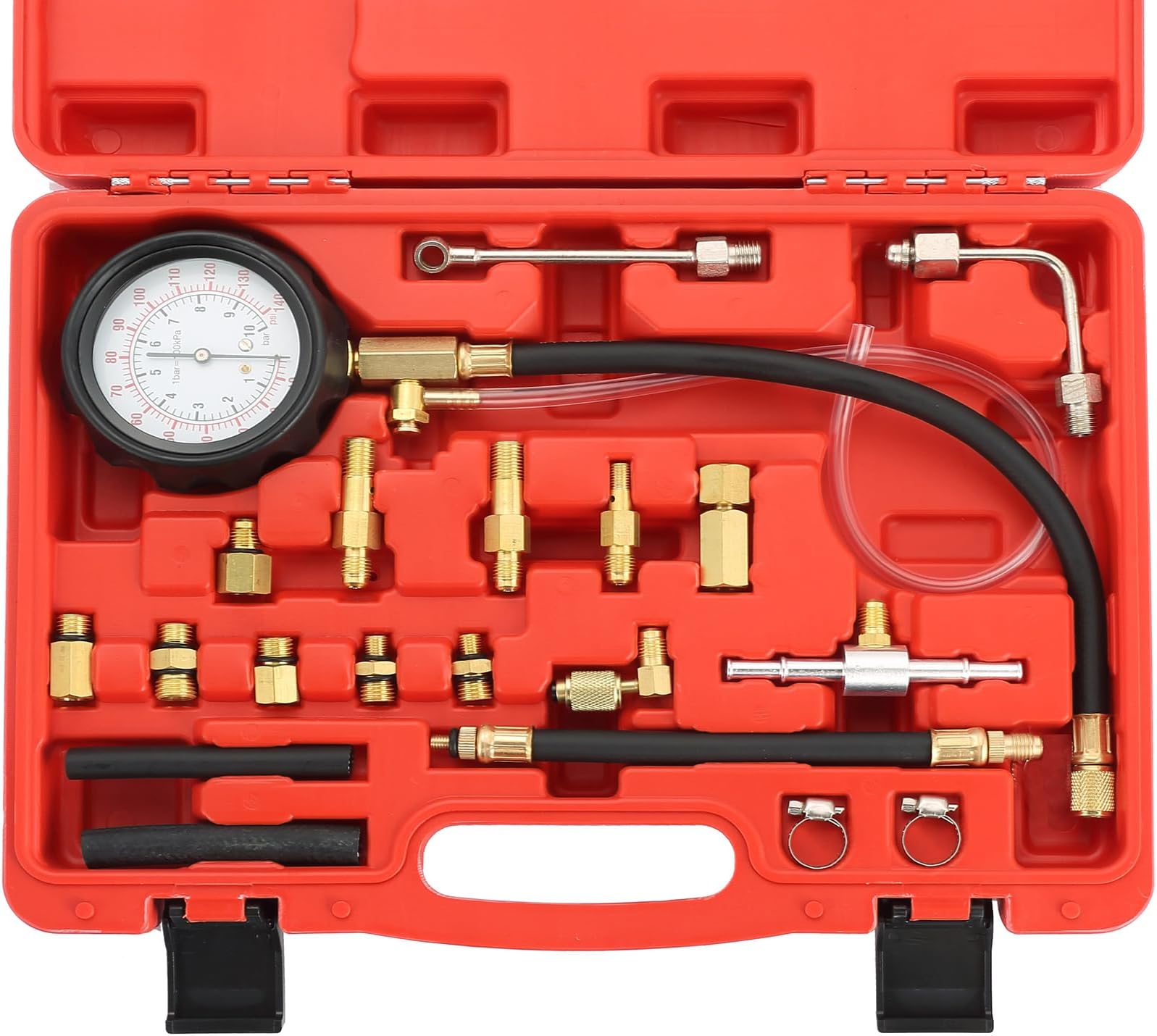 Tester Pressione Carburante 0-140 PSI: Kit Universale Per Auto, Moto E Camion - Con Adattatori - Foto 8