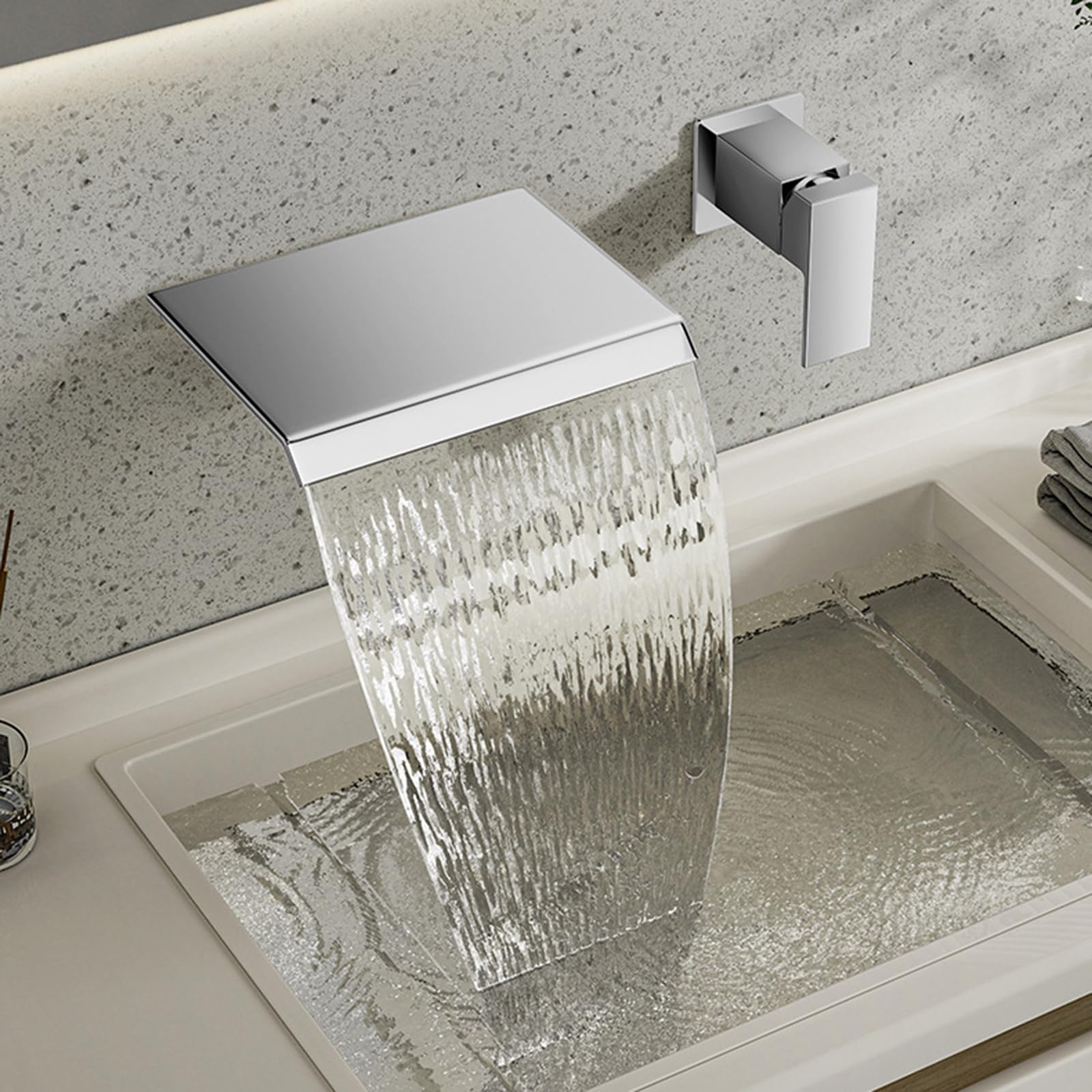 Rubinetto A Cascata Per Lavabo A Muro Rubinetto Bagno Lavabo E Bidet Miscelatore Lavabo Bagno Tutto In Rame Acqua Miscelata Calda E Fredda Installazione A 2 Fori,cromo