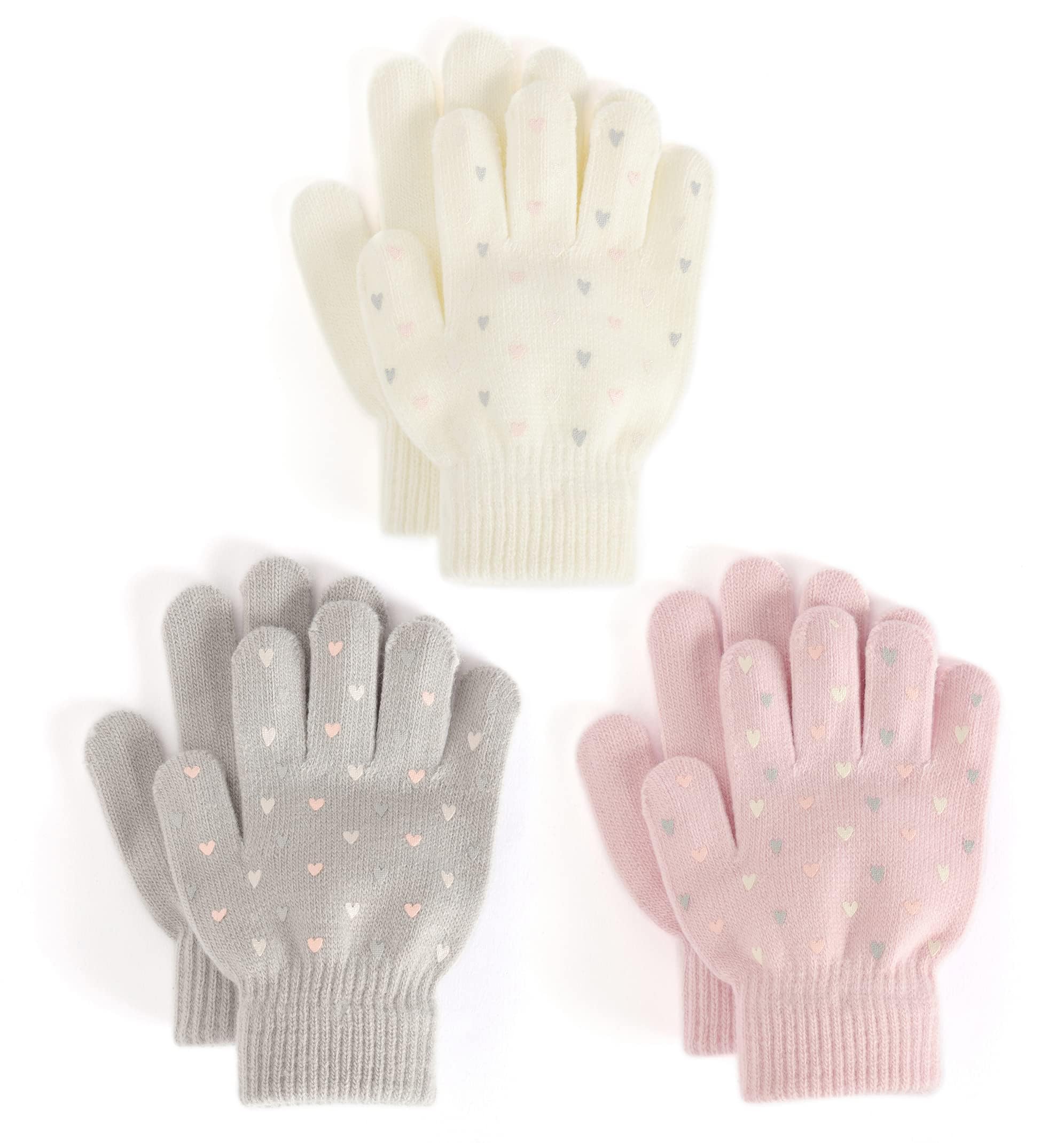 Brook + Bay Kids Magic Gloves - 3 Pack Kids Winter Gloves - Cold Weather Gloves for Boys &amp; Girls - Children's Knit Gloves