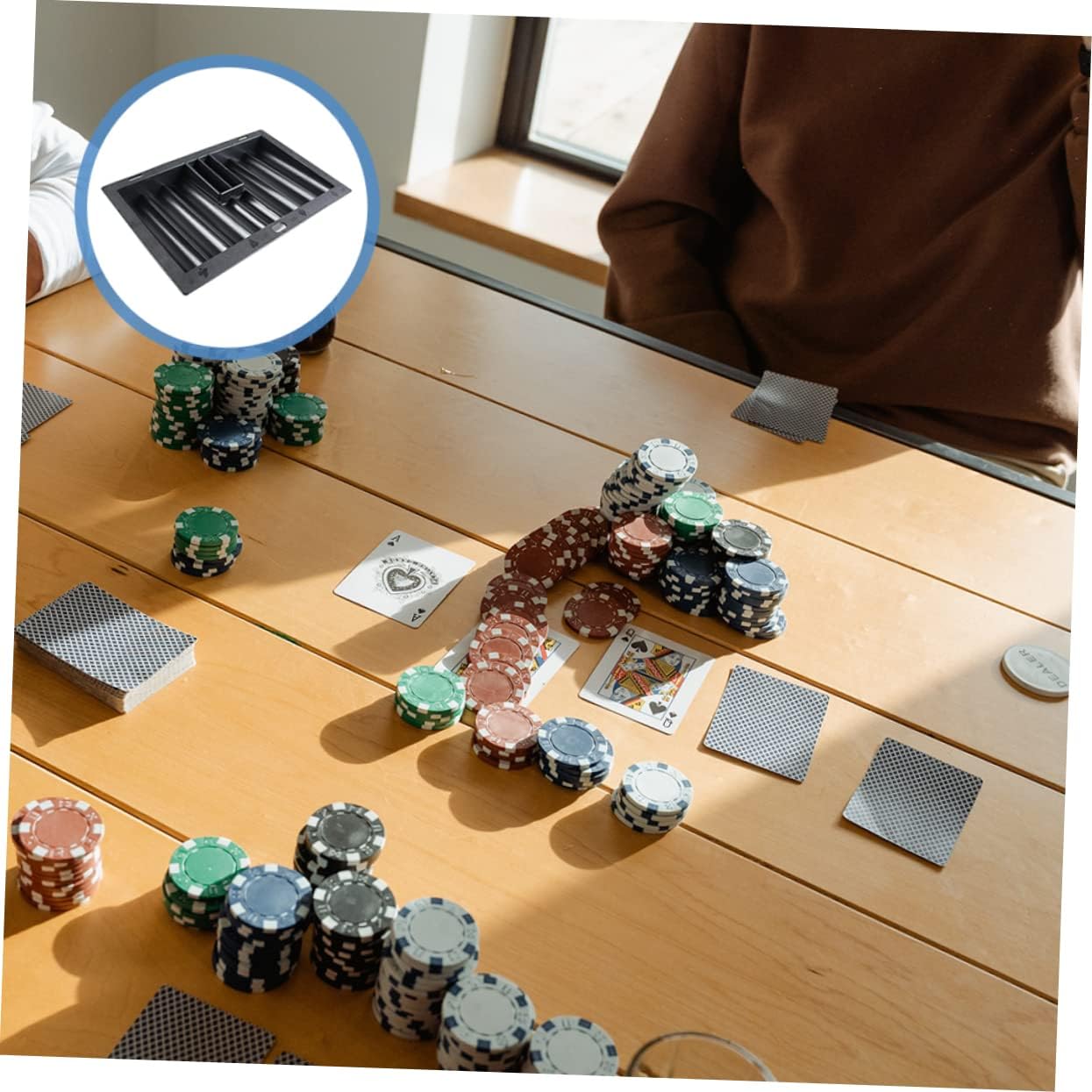 Toyvian Poker Dealer Chip Rack Poker Chip Tabletop Tray Plastic Poker Chip Tray for Storage