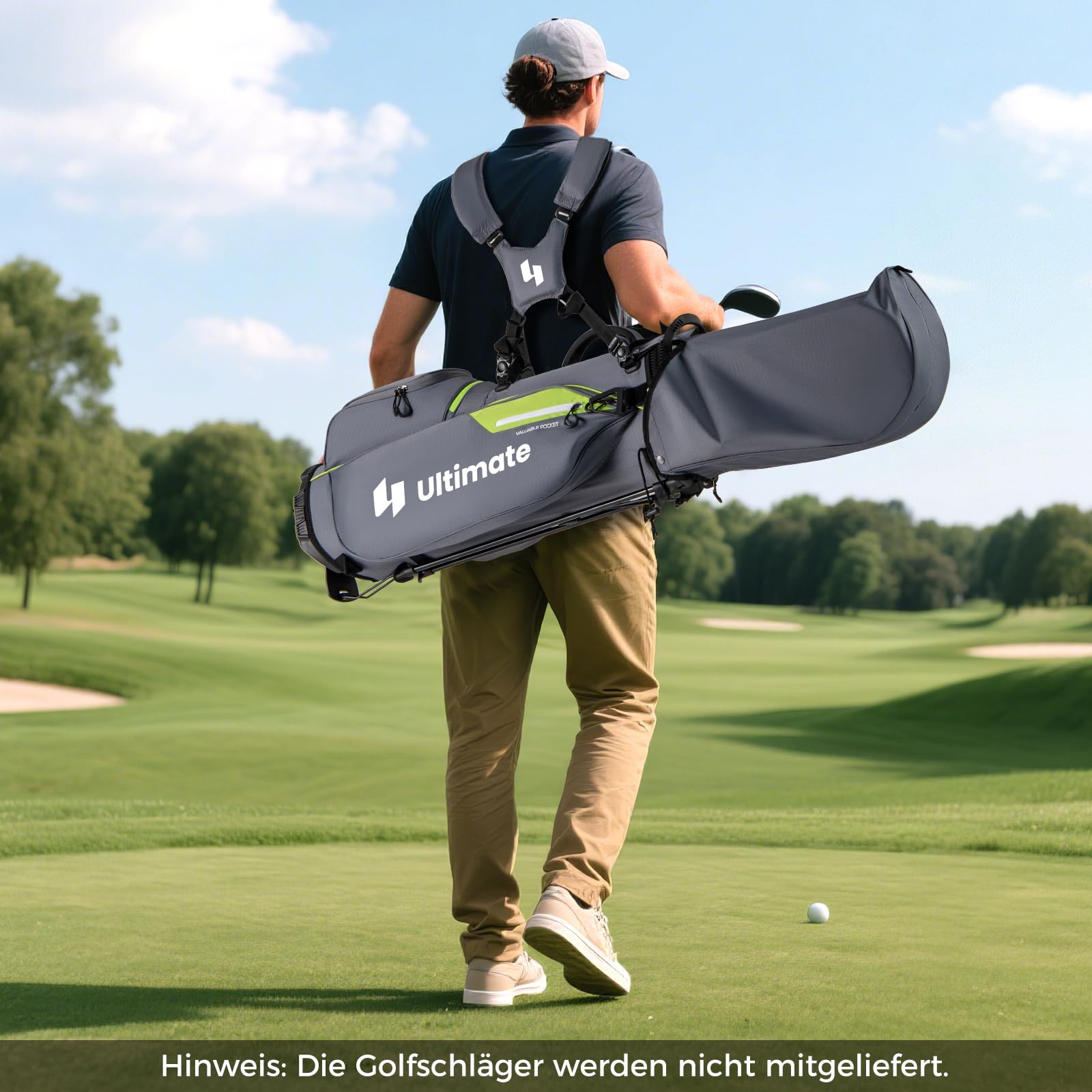 COSTWAY Torba golfowa z 8 przegródkami i osłoną przeciwdeszczową, lekka torba golfowa z 5 kieszeniami i nóżkami, torba na ołówki, przenośna torba dla mężczyzn i kobiet