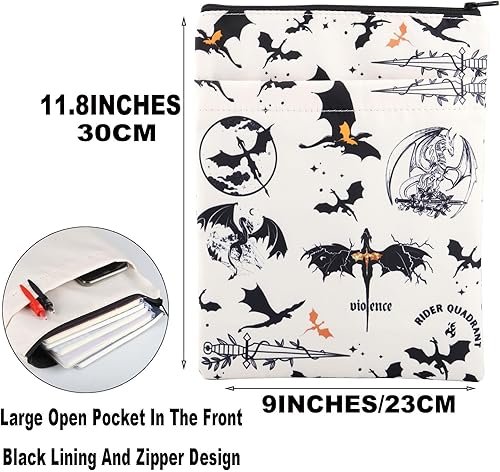 Miniatura 2 de Romantasy Dark Academia Dragons Book Sleeve Romantasy Dragons Gifts Dragon Riders Book Gifts YA Fantasy Book Cover Dragons Lover Book Gifts (vioence)