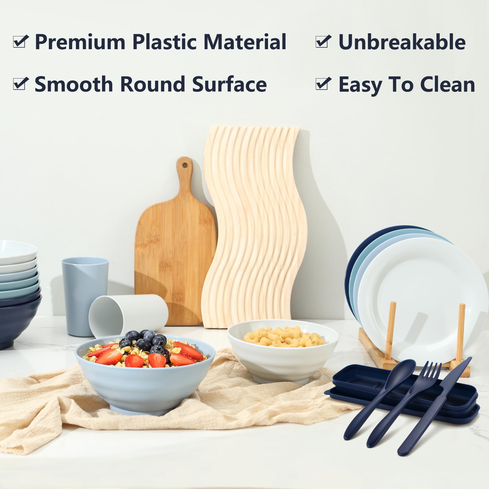 BEWOS Set di piatti di plastica da 10,2 pollici, 8 PACK, stoviglie senza BPA Piatti riutilizzabili per bambini,piatti di plastica leggeri per feste