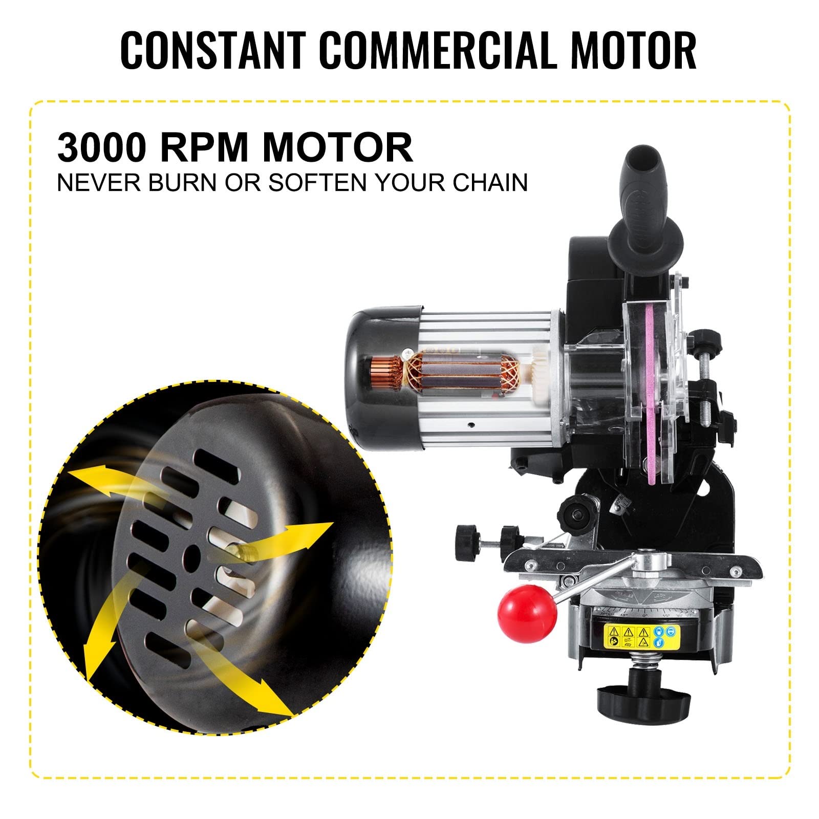 Amoladora de cadena de sierra de 230 W, 3000 RPM, Banco de aluminio eléctrico, amoladora de motosierra, afilador, herramienta de ángulo ajustable portátil, pulidora Materiales de construcción