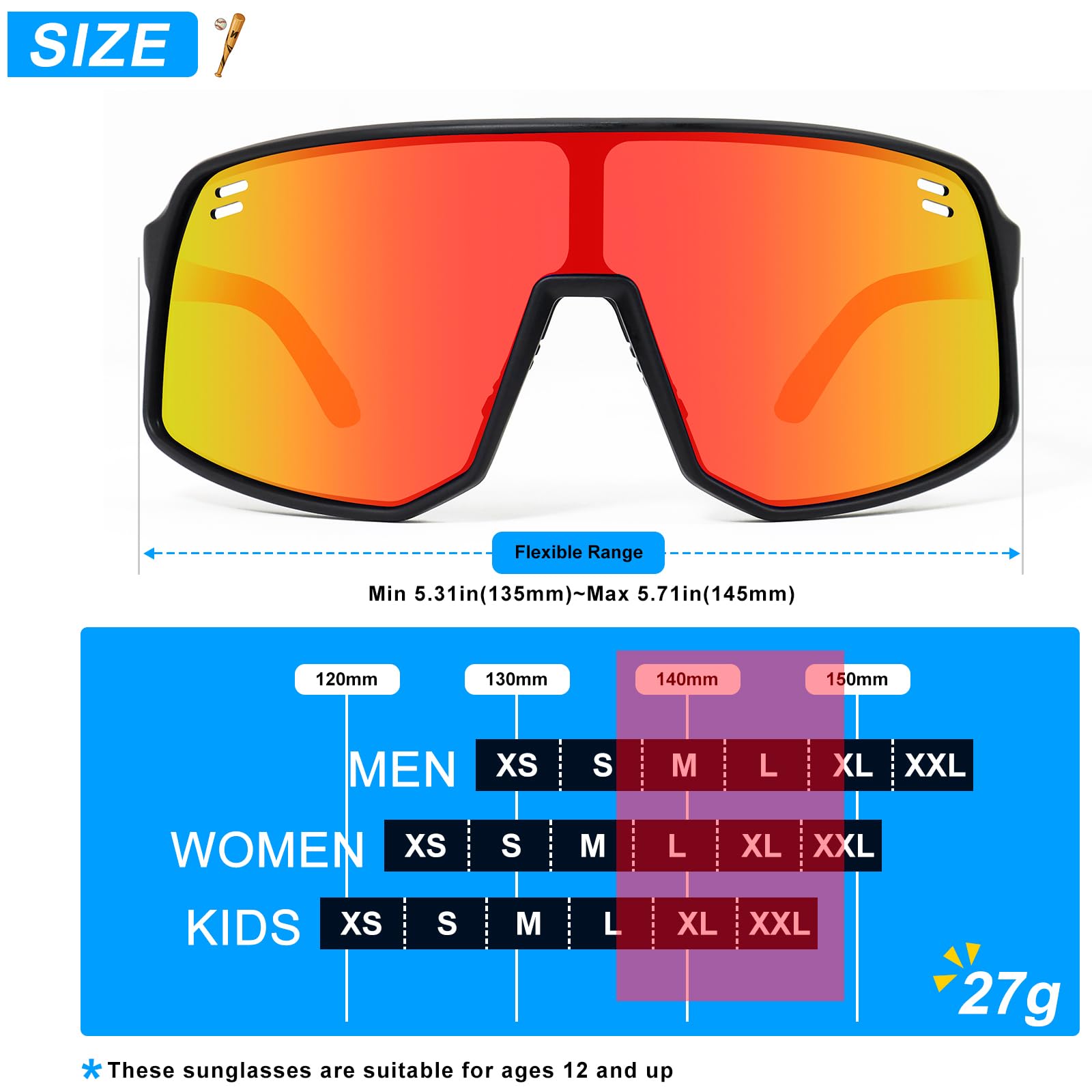 Lunettes de cyclisme polarisées pour homme et femme, protection UV400, VTT, pêche, course à pied, baseball