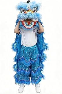 Lion Dance Mascot Costume Chinese Traditional Dragon and Lion Dance for 31-73 In Tall Party Carnival Festivall, Can Blink
