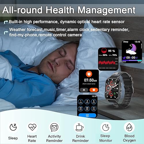 Miniatura 6 de Reloj inteligente (respuestahacer llamadas) para hombres y mujeres, pantalla táctil de 1.83 pulgadas, rastreador de actividad física con frecuencia