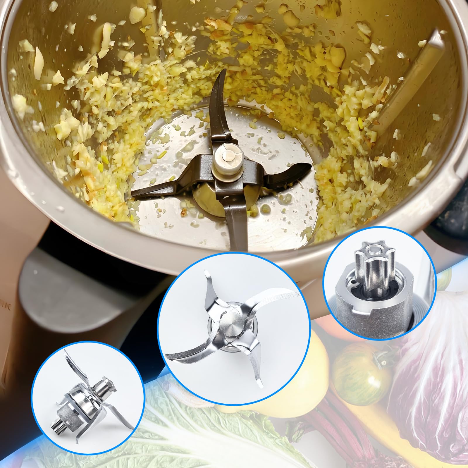 Nóż miksera do Thermomix TM21, nóż ze stali nierdzewnej, zamiennik do robota kuchennego, wymienne ostrze miksera, trwałe akcesoria zamienne do ostrza (TM21)
