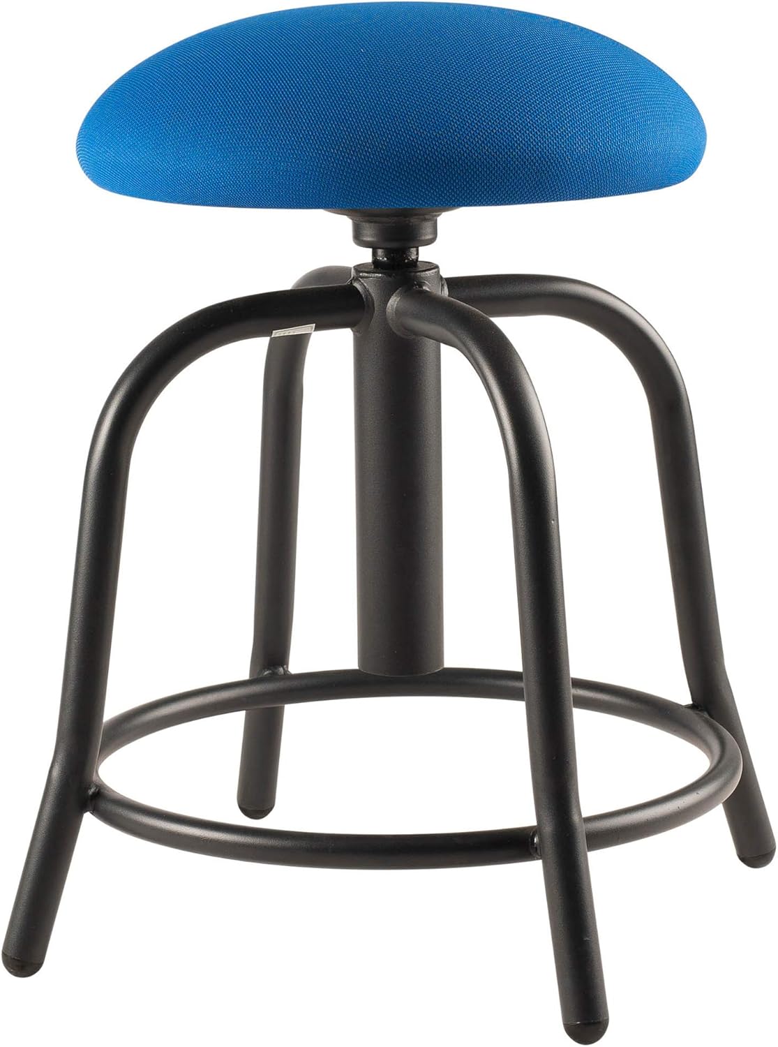OKLAHOMA SOUND CORPORATION Height Adjustable Swivel Designer Stool with 3" Cobalt Blue Fabric Padded Seat and Black Frame - Perfect for Science Lab, Institutional or Educational Center