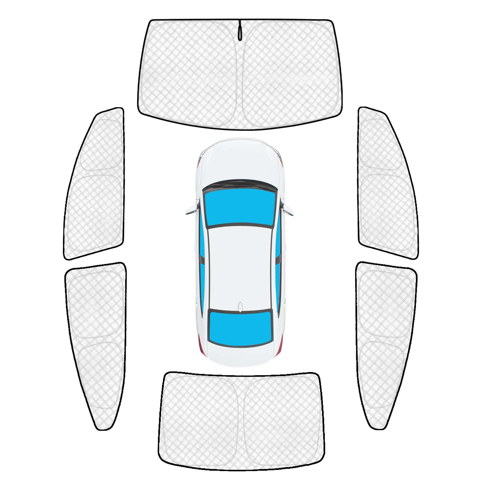 KMF 6pcs Thicken Sun Shades Custom for Hyundai Elantra Sedan 2017-2020 Accessories,Full Car Window Covers Sunshade for Windshield Side Rear, UV Blocking and Blackout Privacy Camping Outdoor