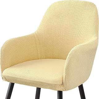 Fundas de Silla de Comedor con Brazos, Fundas de Sillón Elásticas, Cubierta para Sillas Ajustables con Respaldo, Modernas Estilo Nórdico Cubiertas de Butacas para Salón Hogar Oficina (Amarillo)