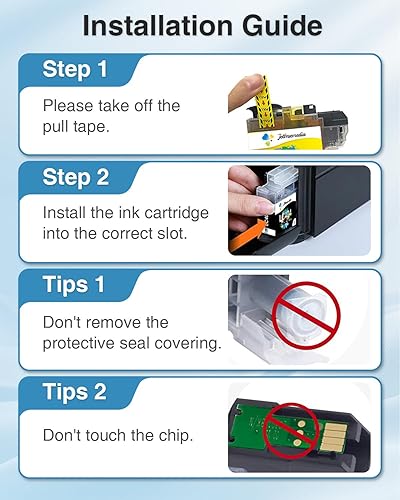 Miniatura 5 de Paquete de 4 cartuchos de tinta LC404 para impresora Brother MFC-J1205W de repuesto para cartuchos de tinta Brother LC 404 LC-404 para impresora